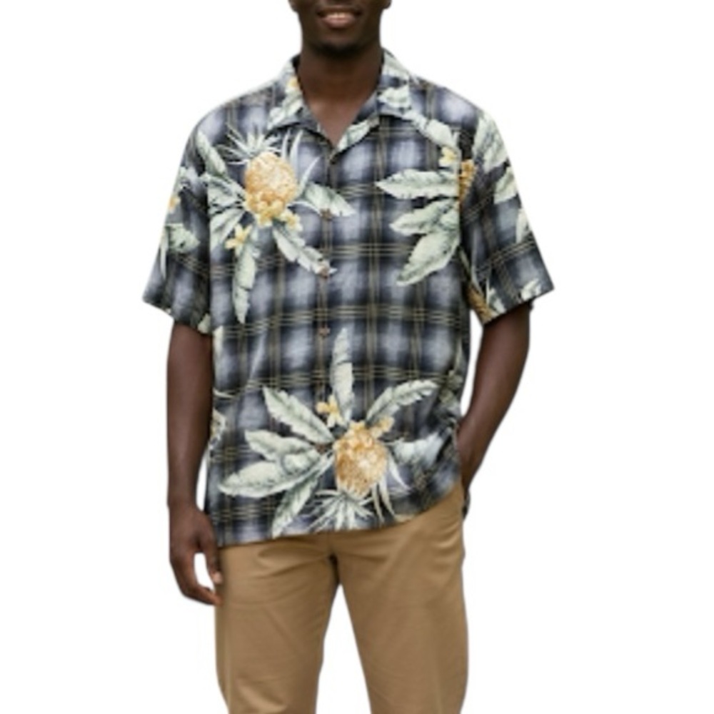 Tommy Bahama Silk Camp Shirt Tropical Hawaiian Top